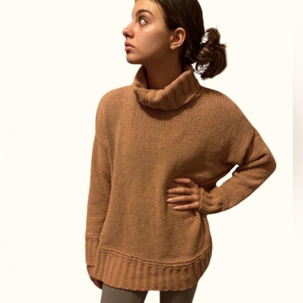AERIE Cozy Camel Turtleneck Sweater XS